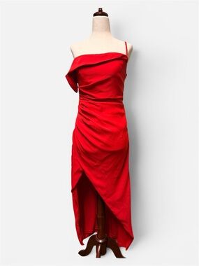 Lulu's Vibrant Red One Shoulder Dress